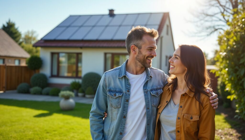 Paar vor Haus mit Photovoltaik Altenburg