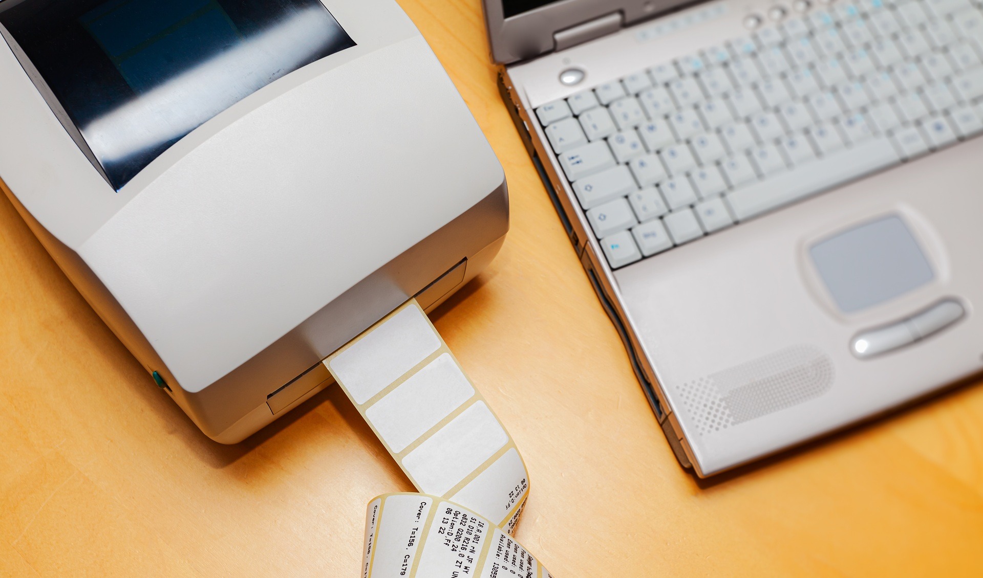 Etikettendrucker im Einsatz mit Laptop | Zebra Drucker

